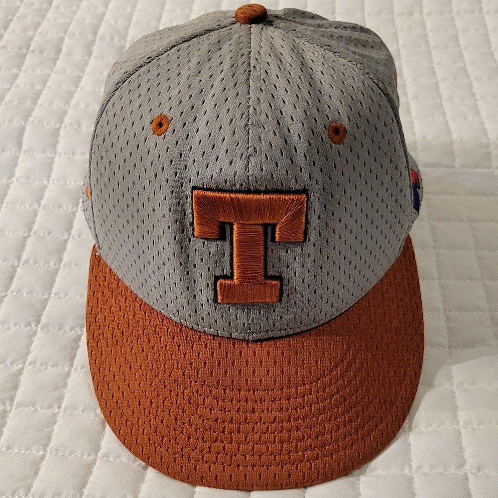 Vintage Nike Texas Longhorns 7 1/8 Fitted Hat Grey Orange Mesh Baseball Cap Nice